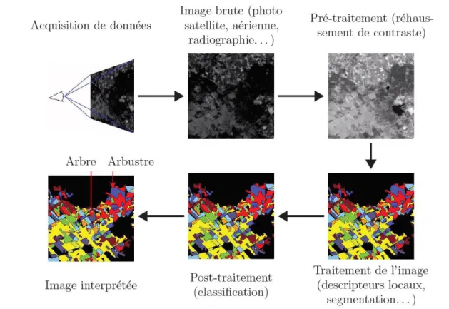 Figure 3. Une chaîne de traitement d'une image (images du ©LASTI). 