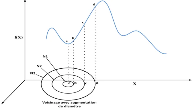 Figure 5 : Voisinage variable avec plusieurs diamètres. 