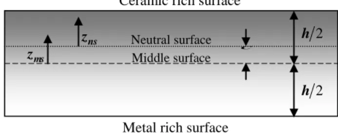 Fig. 1 The position of middle surface and neutral surface for a functionally graded plate