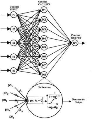 Figure II. 11 Architecture du réseau de neurone (Mamoune 2011) 
