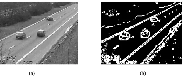 Figure I.4 Exemple d’application du filtre Robert, (a) : image d’origine, (b) : contour de  Robert