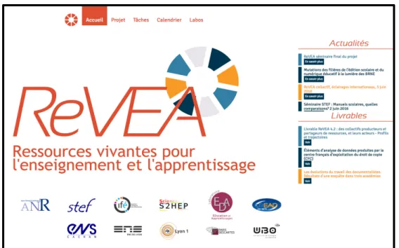 Figure 2. Capture d’écran de la page d'accueil du site ReVEA  