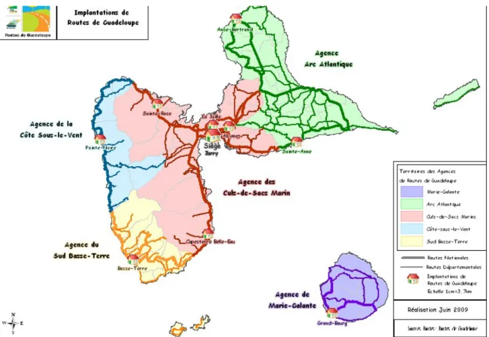Illustration 6: Implantations des infrastructures de Routes de Guadeloupe