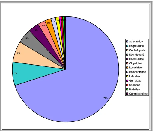 Figure 10 : Régime alimentaire des sternes issu de l’analyse des pelotes. 