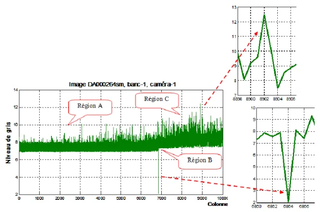 Fig III.4 : Réponse radiométrique moyenne de la caméra-1 pour l’image DA000264sm. 