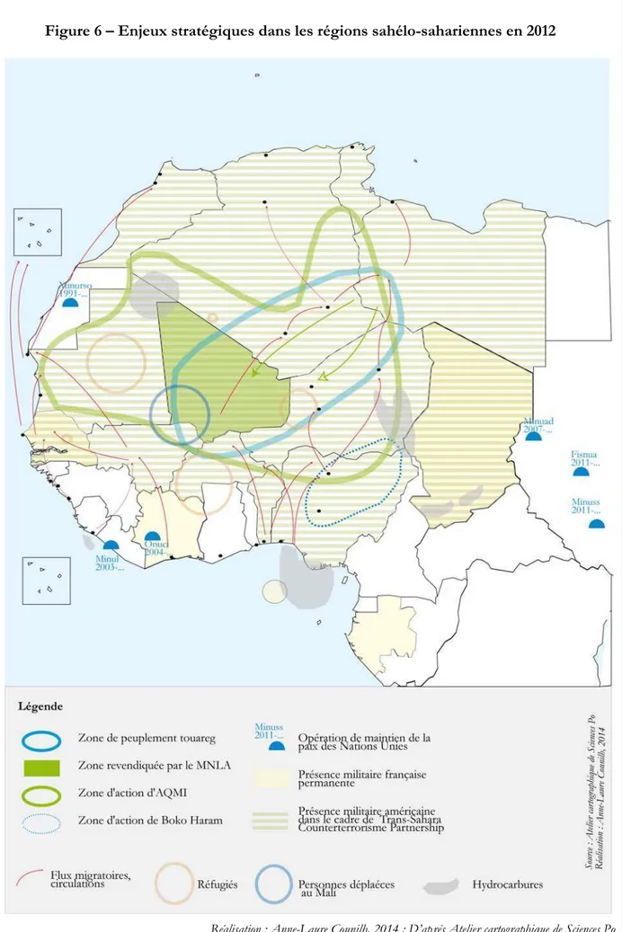 Figure 6 – Enjeux stratégiques dans les régions sahélo-sahariennes en 2012 