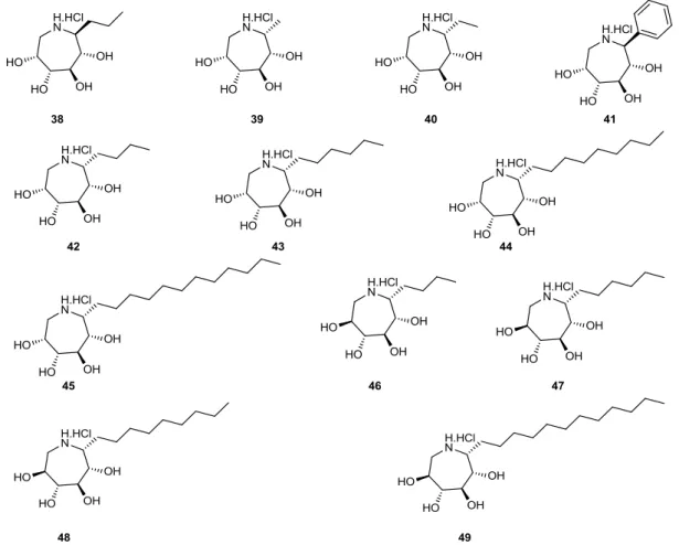 Figure 27 : structure des azépanes C-glycosides obtenus  