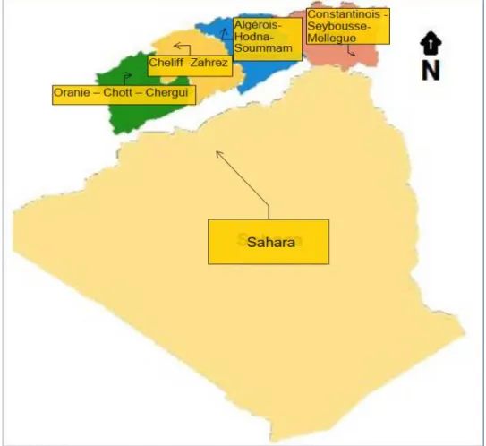 Figure II.2. Les cinq bassins hydrographiques en Algérie 