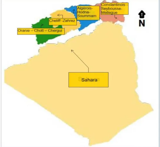 Figure II.2. Les cinq bassins hydrographiques en Algérie 