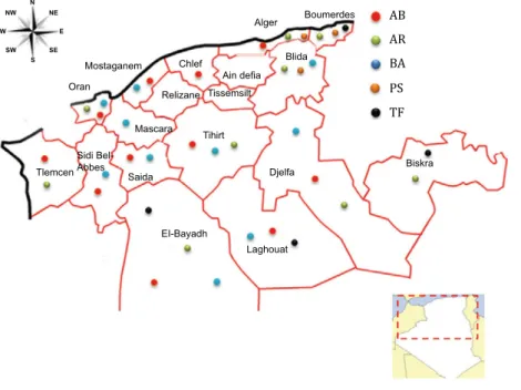 Figure 1 Geographical location of five horse breeds sampled in this study. Population abbreviations are found in Table 1.