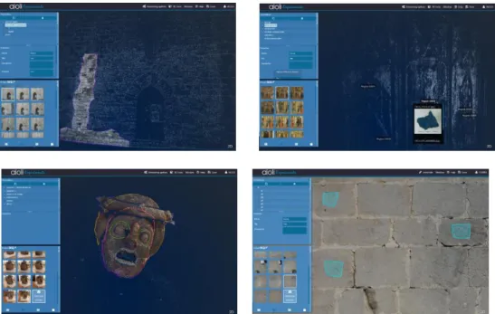 Figure 2 : Screen captures of the case studies carried out within the beta testing programme: usages