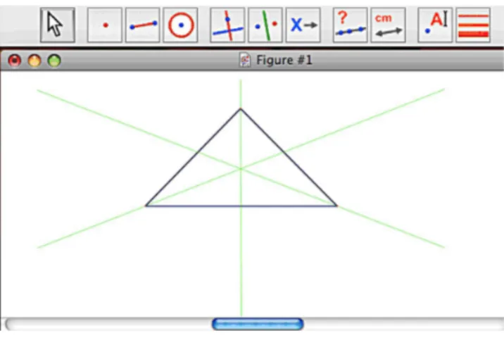 Figure 1 : triangle et ses bissectrices en Cabri-géomètre.