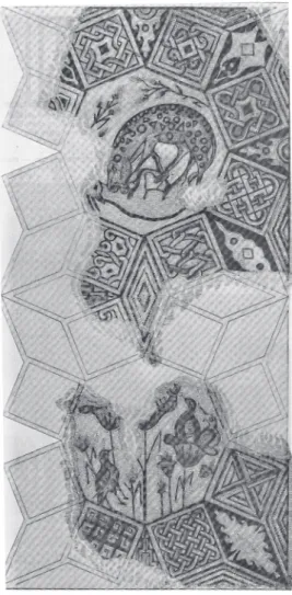 Fig. 3. — Emmaus, Roman villa. 2nd-3rd cent.  AD .  An octagon with lotus flowers and birds.