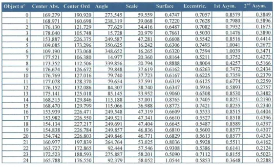 Tableau 1 : Liste des attributs des régions agrégées