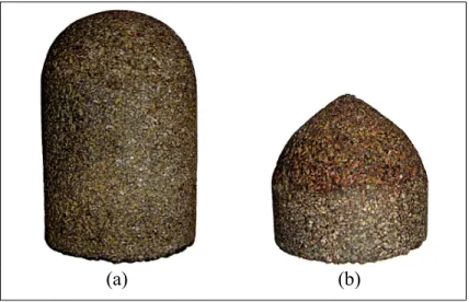 Figure 2.2  Formation d’une pointe sur le nez   de la meule  (a) Meule neuve  (b) Meule usée 