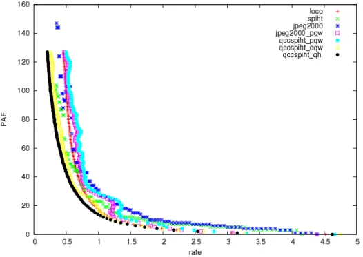 Fig. 6.9 – R´esultats de la compression presque sans perte de l’image (A) de la figure 6.8