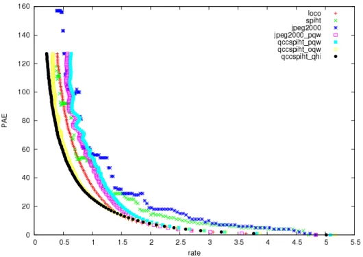 Fig. 6.10 – R´esultats de la compression presque sans perte de l’image (B) de la figure 6.8