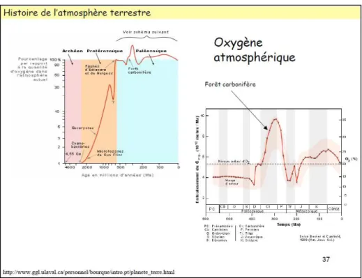 Figure 4 : Théorie récente d évolution de l oxygène atmosphérique 