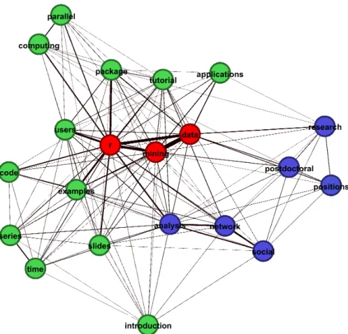 Figure 2.3 – Twitter network of terms visualization with Gephi.