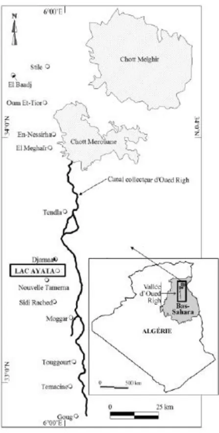 Figure n° 4: Situation géographique du lac Ayata (CHENCHOUNI, H., 2010) 