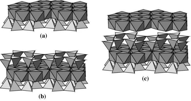 Fig. I.3 : Agencement des couches octaédriques et tétraédriques dans les phyllosilicates