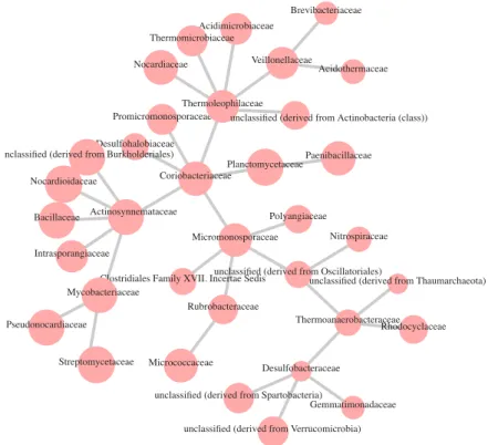 Figure 5 – Graphe d’interactions entre familles de bact´ eries.