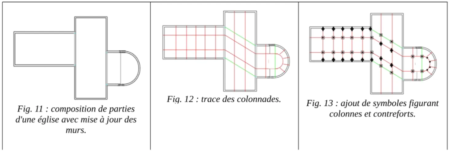 Fig. 11 : composition de parties d'une église avec mise à jour des