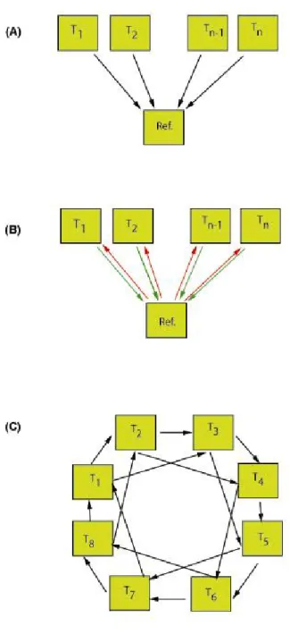 Figure 10. Exemples de plans expérimentaux : mode de comparaison des échantillons. T x 