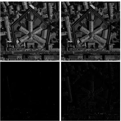 Fig. 3.2  De gauhe à droite et de haut en bas : l'image obtenue, l'image à obtenir, la