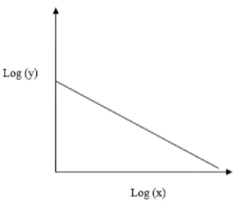 Figure II.2  Représentation d’une loi puissance dans un repère bi-logarithmique.