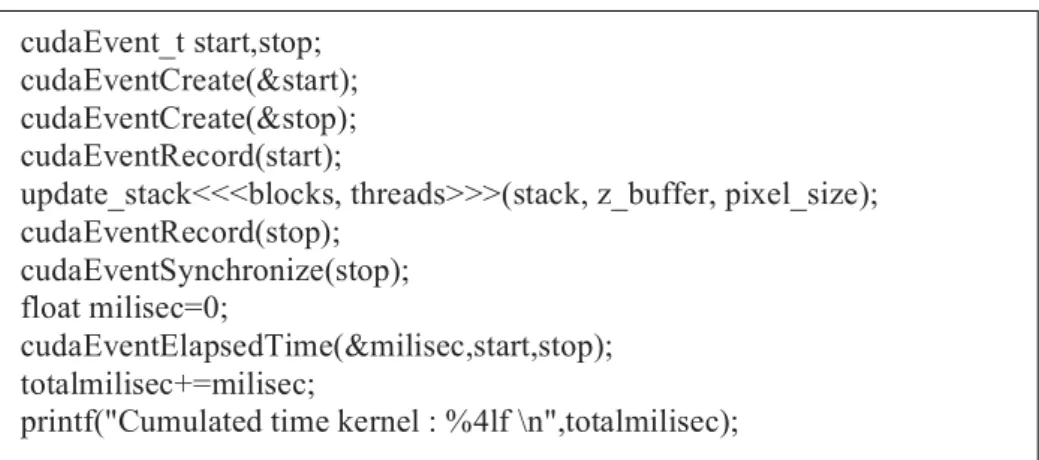 Tableau 4 : Temps de calcul de kernel en fonction de nombre de bloque et nombre de threads par  bloque