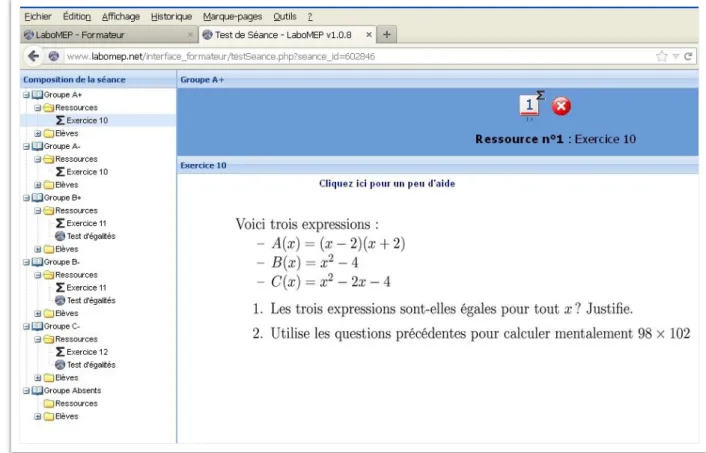 Figure 6 : Un parcours différencié sur LaboMep (2012) 