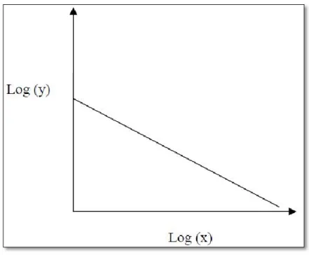 Fig II.1: Forme  d’une loi puissance dans un repère bi-logarithmique. 