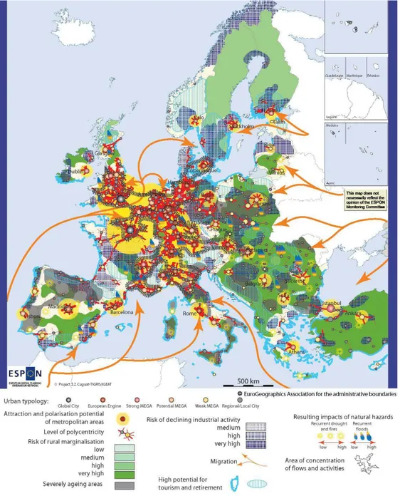 Figure 13: Vision spatiale du scénario de la compétitivité pour l'Europe 2030 