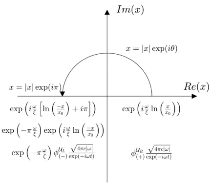 Figure 1.11 – Passage dans le plan complexe pour éviter la discontinuité au niveau de l’horizon.