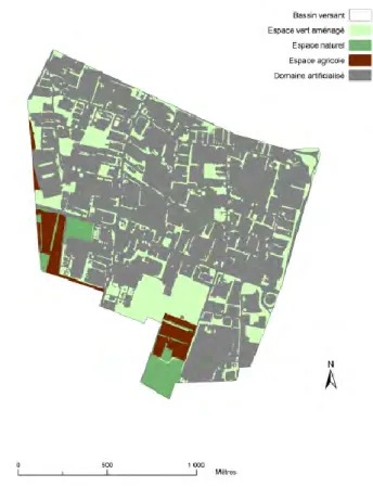 Figure 4 - Bassin versant de Chassieu, avec occupation du sol. Source: Becouze, 2010. 