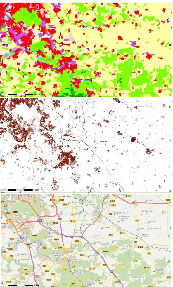 Figure A2. Couche CLC-artificialisation, CLC-HR et la carte de référence 