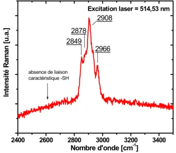 Figure II.21 : Spectre Raman de la couche de 1-dodecanethiol accrochée sur un CFO métallisé à l’Argent