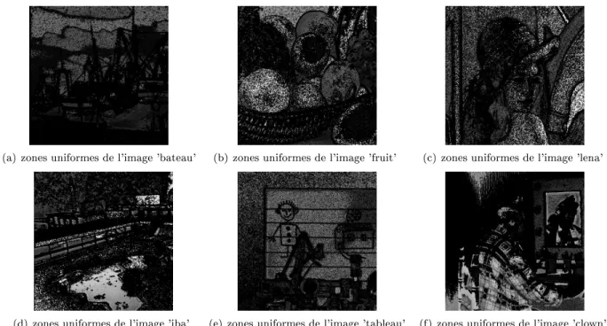 Fig. 4.3  Images représentant les zones uniformes des images de test