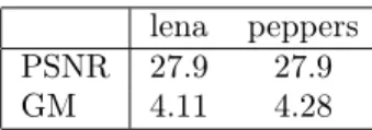 Table 1: Geometrical distortion measure