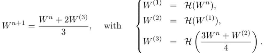 Table 1: Choice of SSPRK method with respect to the degree of the polynomial reconstruction.