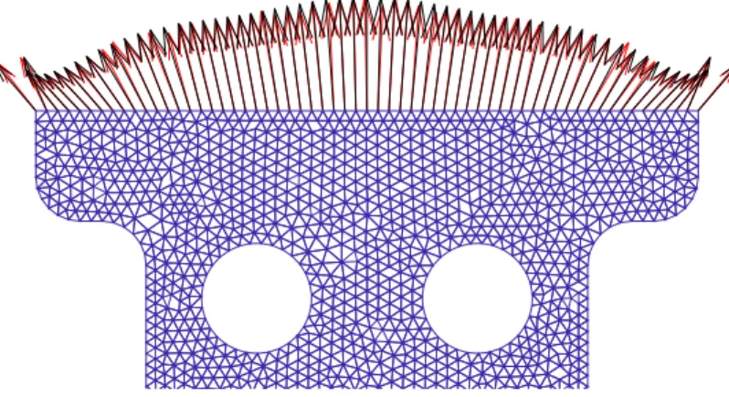 Figure 6: Nodal forces computed with the identified stress for the case (t-1) compared to the reference nodal forces (t-0).