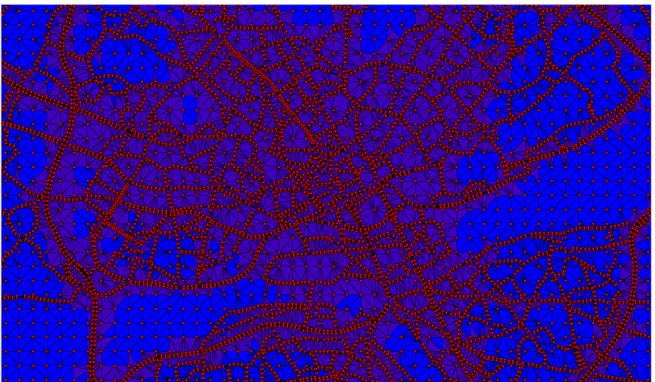 Figure 10: Extrait d'une interpolation raster des points de concent Figure 10: Extrait d'une triangulation des dispersions de polluants