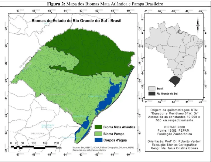 Figura 2: Mapa dos Biomas Mata Atlântica e Pampa Brasileiro 