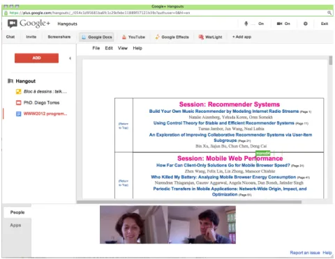 Figure 2.3: Synchronous collaboration in different place with hangout of GooglePlus