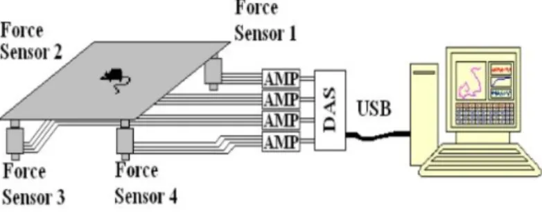 Figure 10 : Schéma de fonctionnement d’une plate-forme de force (Actimeter ® , Grande  Bretagne) (https://www.basinc.com/) 