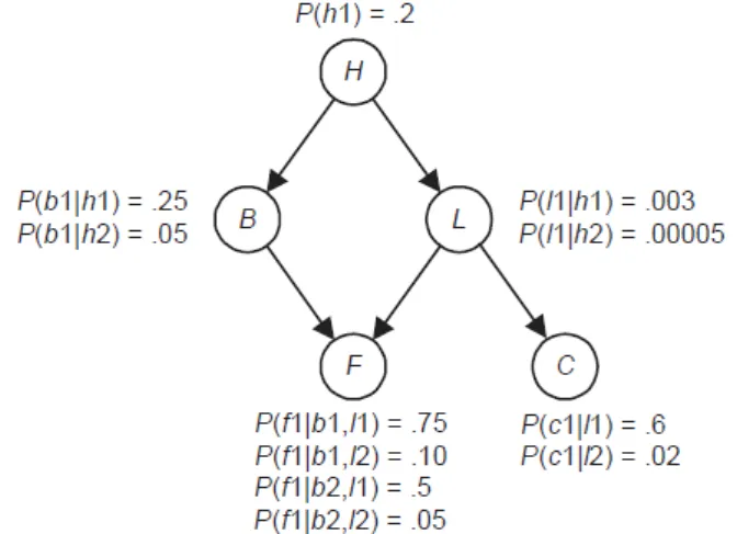 Figure 2.2: Example of Bayesian Network Feature Value When the Feature Takes this Value