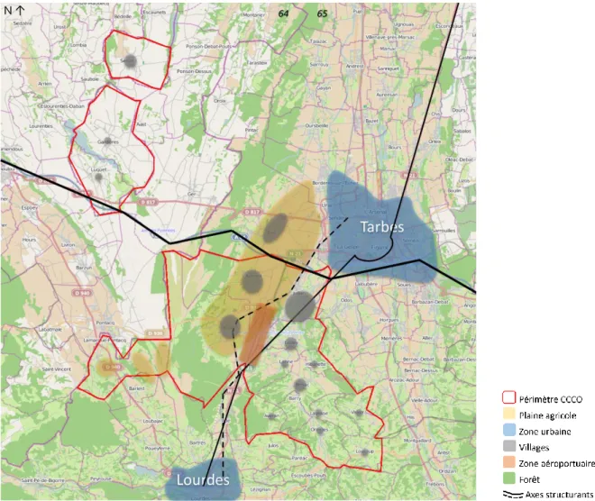 Figure 8 - Carte schématique du Canton d'Ossun 