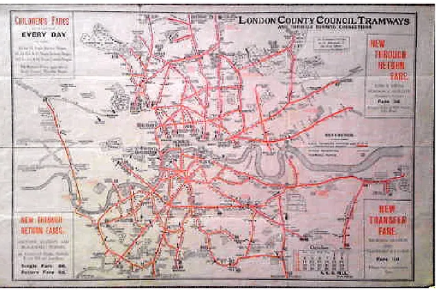 Figure 8 Carte du réseau de tramway londonien en 1915 45