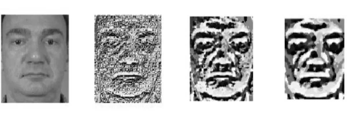 Figure II.10 Caractéristiques MB-LBP pour un visage, ( pour un masque de taille  (3, 3) ; (9,9) et (15,15))